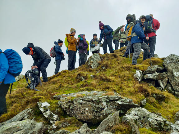5. Gallt y Wenallt
22/02/26. On the summit of Gallt y Wenallt. Getting a bit crowded.  Photo: Eryl Thomas.
Keywords: Feb26 Sunday Noel Davey