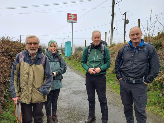1. Tal-y-bont - Harlech
12/2/26. At the start of the walk with Tal-y-bont railway station in the background. Photo: Eryl Thomas.
Keywords: Feb26 Thursday Noel Davey