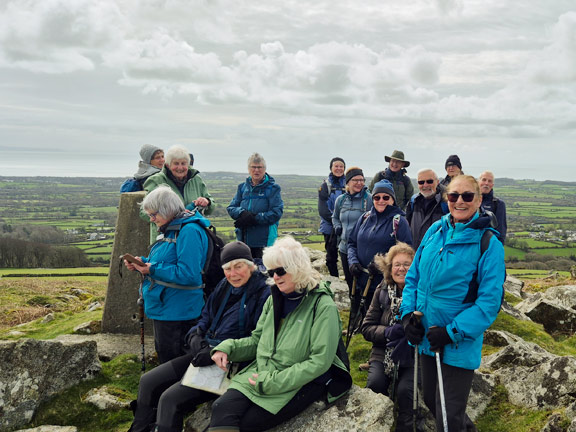 2. Llangybi  - Garn Bentyrch
26/3/26. Up at the summit of Garn Bentyrch, with beautiful views all around.  Photo: Debby Cheng.
Keywords: Mar26 Thursday Noel Davey