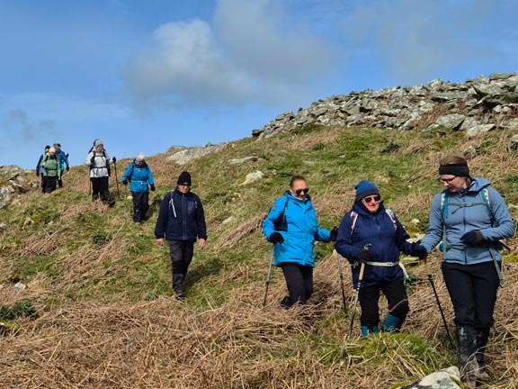 3. Llangybi  - Garn Bentyrch
26/3/26. The trip back down to Fynnon Gybi for a panad before continuing with the rest of the walk. Photo: Debby Cheng.
Keywords: Mar26 Thursday Noel Davey