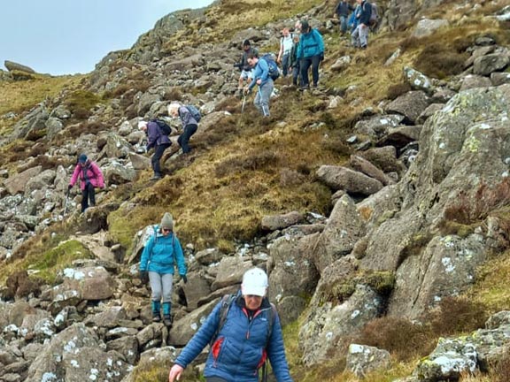 5.  Moel Siabod (A group)
19/04/26. On the descent. Rough going.Photo: Eryl Thomas.
Keywords: Apr26 Sunday Gareth Hughes