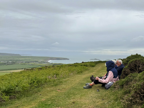 1. Uwchmynydd - Porth Llanllawen
4/6/26. On the east side of Mynydd Anelog with superb views looking up the Llŷn across large green fields towards Rhiw, Garn Fadryn and Yr Eifl. Photo: Judith Thomas.
Keywords: Jun26 Thursday Judith Thomas