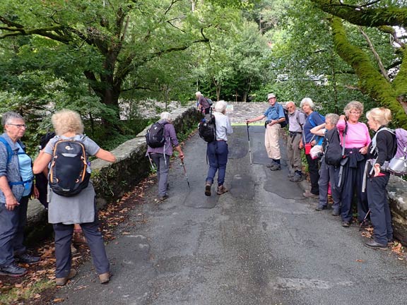 7. Betws -y-Coed - Fairy Glen - Conwy Falls
14/9/23. Lunch just finishing. On another bridge. How we like them. The A470 can be seen in the background.  A third of a mile back to the bridge at Picture 3.
Keywords: Sep23 Thursday Dafydd Williams
