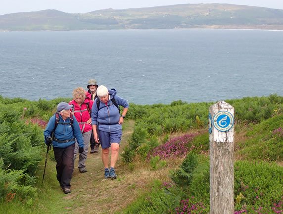 3.Cilan - Machroes
2/7/23.  Climbing up on the east side of Hell's Mouth on the Wales Coast Path with Hell's Mouth behind us.
Keywords: Jul23 Sunday Debbie Lucas