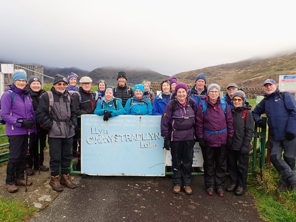 1.Cwmystradllyn
23/11/23.  Starting off from the car park at Llyn Cwmystradllyn. the reservoir is behind us and in the background in the clouds on the left Moel Hebog.
Keywords: Nov23 Thursday Colin Higgs