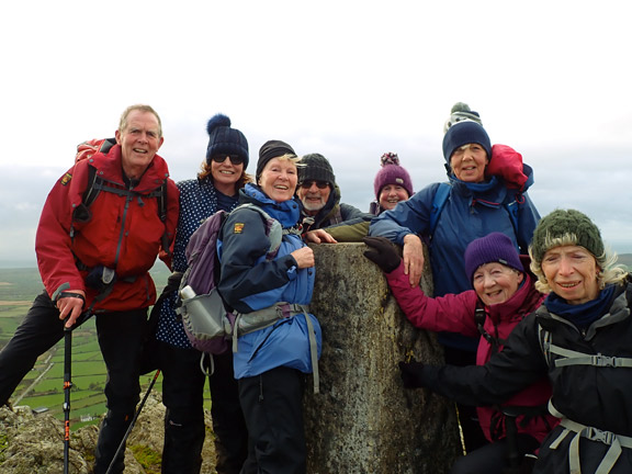 4.Mynytho - Garn Fadryn
31/12/23.  Finally at the top of Garnfadryn. Very windy but spectacular views.
Keywords: Dec23 Sunday Annie Andrew