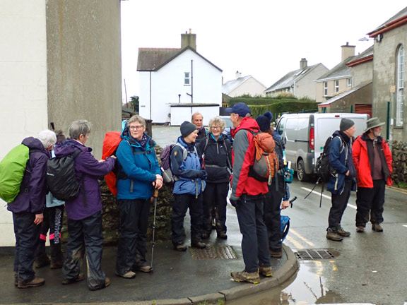 6.Eifionydd Circular
17/12/23.  Arrival at the High Street in Chwilog which we followed ESE along the Pandy Garage road to re-join Lôn Goed.
Keywords: Dec23 Sunday Kath Mair