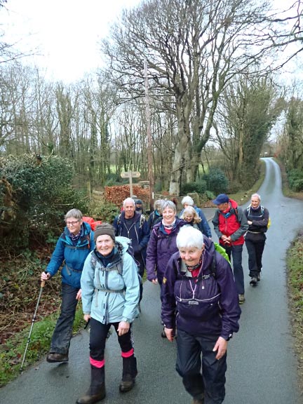 7.Eifionydd Circular
17/12/23. Just turned off Lôn Goed just south of Plashên Farm. About to skirt the south side of Gwynfryn Farm for the final two miles to Llanystumdwy.
Keywords: Dec23 Sunday Kath Mair