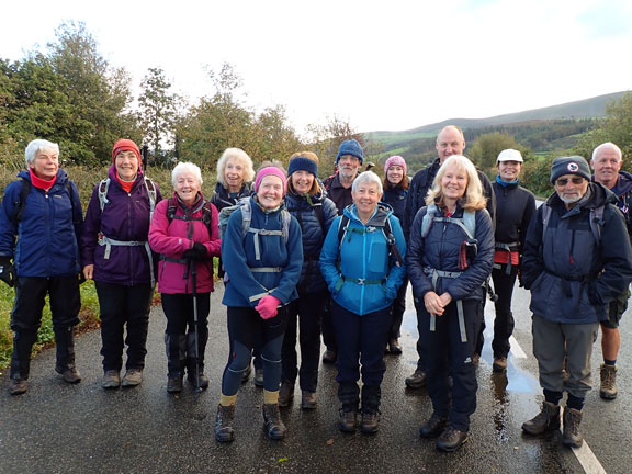 1.Moel Wnion-Moel Faban
22/10/23.  Ready for off from the layby on the A5 near Tal-y-Bont.
Keywords: Oct23 Sunday Annie Andrew