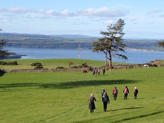 7.Moel Wnion-Moel Faban
22/10/23. A few more yards and we are on the final bit of tarmac. We are about to leave the Open Access near Bronydd Uchaf. The Menai Strait and Anglesey in the background.
Keywords: Oct23 Sunday Annie Andrew