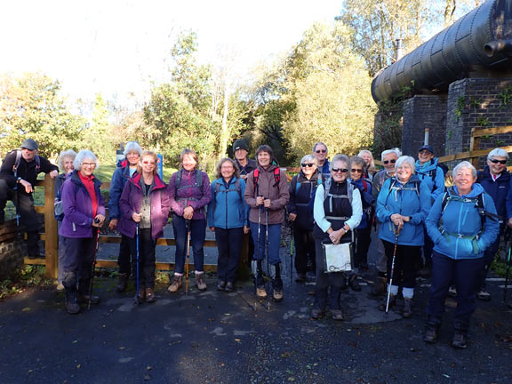 1.Bryncir-Mynydd Cennin
12/10/23. Starting off from the car park on the cycle track behind the old railway station. A muscular hunk has attracted the attention of some.
Keywords: Oct23 Thursday Kath Mair