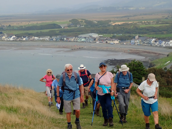 2.Aberystwyth Friday 6th Sept.
6/9/24. Our first peak on the walk with the village of Borth in the background. Photo: Hugh Evans.
Keywords: Sep24 Friday Noel Davey