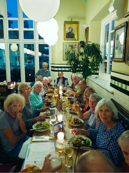 9. Aberystwyth Saturday 7th Sept
7/9/24. Whole group get together on the Saturday evening in the Athro Lounge, Aberystwyth, organised by Judith Thomas. A great evening. Photo: Hugh Evans.
Keywords: Sep24 Saturday Noel Davey
