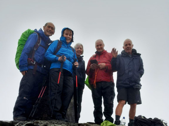 4.Aberystwyth Sunday 8th Sept
8/9/24. The group of five, in the same weather conditions as the Nant-y-Arian group, on top of Pumlumon Fawr. Photo: Hugh Evans.
Keywords: Sep24 Sunday Noel Davey