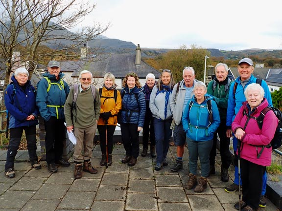 1. Bethesda - Penrhyn Quarry - Mynydd Llandegai
3/11/24. Ready to set off from the car park in Bethesda. Carnedd y Filiast in the background on the left.
Keywords: Nov24 Sunday Noel Davey
