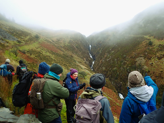 3. Cwm Cynfal - Bryn y Castell - Llyn Morwynion
29/12/2024.After 40 minutes of walking we find ourselves an even better view point for the falls, a 100ft below the first. The track that we have come down can be seen leading up to the mist in the distance.
Keywords: Dec24 Sunday Noel Davey
