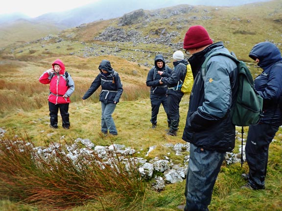 6. Cwm Cynfal - Bryn y Castell - Llyn Morwynion
29/12/2024. Inspecting one of the ironmaking workshop sites at Bryn Castell. In use around 300BC.
Keywords: Dec24 Sunday Noel Davey