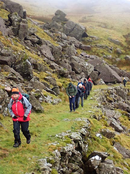 7. Cwm Cynfal - Bryn y Castell - Llyn Morwynion
29/12/2024. A well engineered path steadily taking us up to the disused Drum slate quarry.
Keywords: Dec24 Sunday Noel Davey