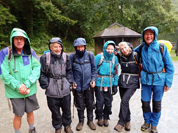1. Ganllwyd - Penrhos Isaf
25/08/24. At the start at the car park at Tyn y Groes. You may notice that it rained quite hard for the first part of the walk.
Keywords: Aug24 Sunday Eryl Thomas
