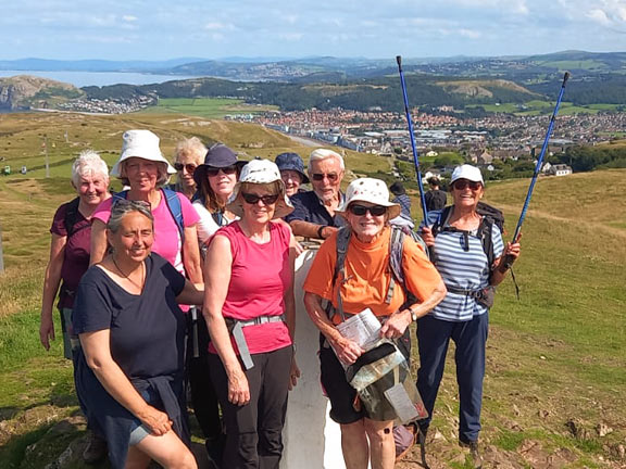 8.Morfa Conwy - Great Orme - Llandudno West Shore.
28/7/24. Finally on the summit of the Great Orme, with the Llandudno in the background. Photo: Eryl Thomas.
Keywords: Jul24 Sunday Kath Mair
