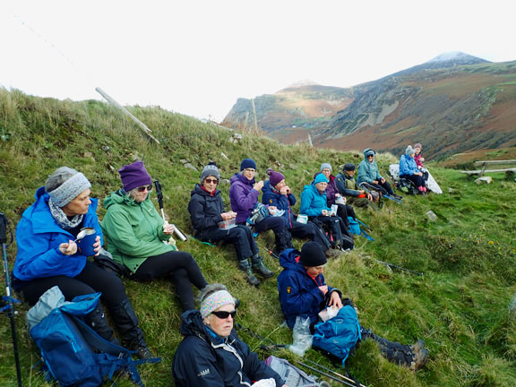 4. Nantgwrtheyrn - Pistyll
26/11/24. Lunch in rather a chilly wind at the disused quarry. The hills around Nantgwrtheyrn in the background.
Keywords: Nov24 Thursday Meri Evans Rhian Roberts
