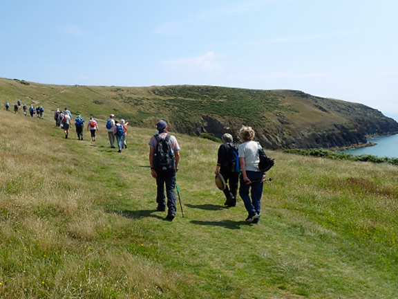 7.Porth Ceiriad Circular
1/8/24. Walking alongside Porth Ceiriad and making for our lunch site on Trwyn-yr-Wylfa, the headland ahead on the east side of Porth Ceiriad.
Keywords: Aug24 Thursday Louise Fletcher-Brewer