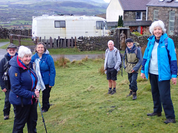 2. Talysarn-Mynydd Cilgwyn - Moel Tryfan.
15/12/24. About to start the ascent of Mynydd Cilgwyn. In the background a shrine built into the wal, close to an old chapel.
Keywords: Dec24 Sunday Hugh Evans