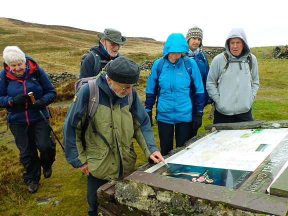 5. Talysarn-Mynydd Cilgwyn - Moel Tryfan.
15/12/24. A visitor information display mounted on a stone structure. giving details of the history of the area Uwch Gwyrfai Common.
Keywords: Dec24 Sunday Hugh Evans