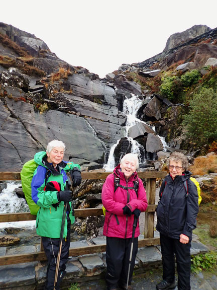 9. Tanygrisiau - Llyn Stwlan
17/11/24. Three of the four that decided on the easier B route. Standing in front of the Cwmorthin Falls.
Keywords: Nov24 Sunday Eryl Thomas