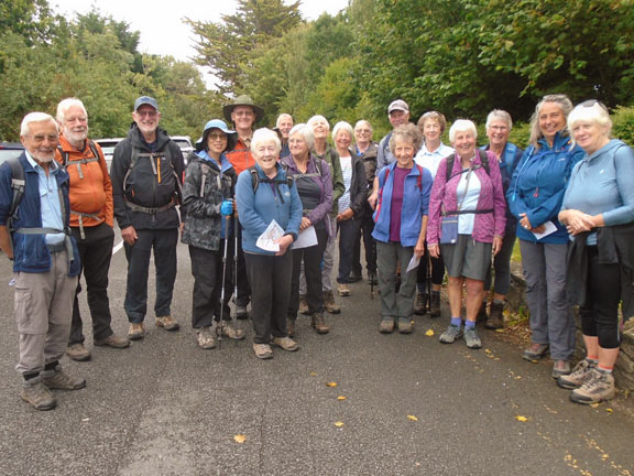 1. Hafan y Mor-Penarth Fawr-Bryn Bachau.
17/7/25. A group photograph at the beginning of the walk, close to Capel Bryn Bachau.  Photo: Dafydd Williams.
Keywords: Jul25 Thursday Nia Parry