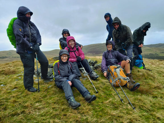 5. Bala - Moel Emoel
23/10/25. On the very windy, cold summit of Moel Emoel at 1780 ft Photo: Eryl Thomas.
Keywords: Oct25 Thursday Nia Parry