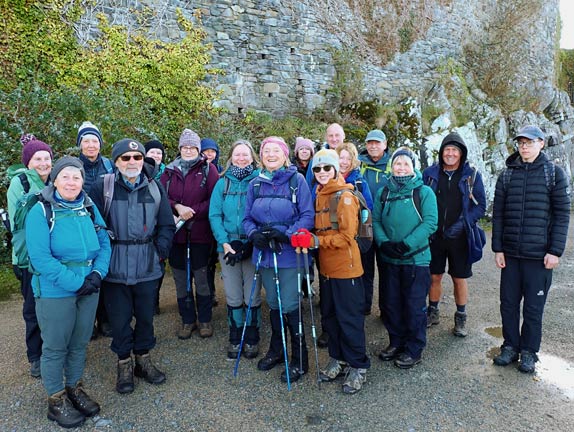 1. Harlech - Foel Senigl - Moel Goedog - Moel y Gerddi
2/11/25. Ready to set off from below the castle at Harlech.
Keywords: Nov25 Sunday Rita Thornbery