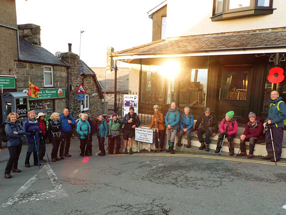 8. Harlech - Foel Senigl - Moel Goedog - Moel y Gerddi
2/11/25. Nearly there. Harlech high street and about to descend the  worlds steepest windy street. 
Keywords: Nov25 Sunday Rita Thornbery