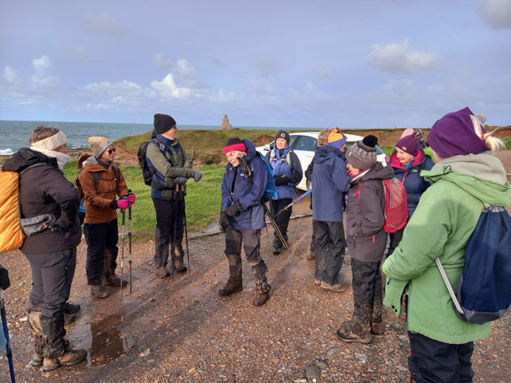 6. Penllech - Porth Ysgaden Circ
4/12/25. Arrival at Porth Ysgaden ready for lunch.  Photo: Eryl Thomas.
Keywords: Dec25 Thursday Jane Logan