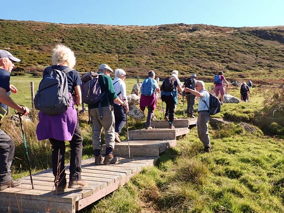 4. Porth Ysgo - Mynydd Penarfynydd
25/9/25. Further along the new path above Porth Llawenan with Mynydd Penarfynydd ahead of us. We turn left alongside the mountain and make for Penarfynydd Farm.
Keywords: Sep25 Thursday Judith Thomas