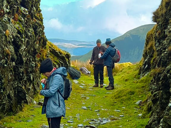 6. Waun Oer.
30/11/25. Lunch time at the disused slate quarry at Cloddfa Gwanas. Photo: Eryl Thomas.
Keywords: Nov25 Sunday Adrian Thomas