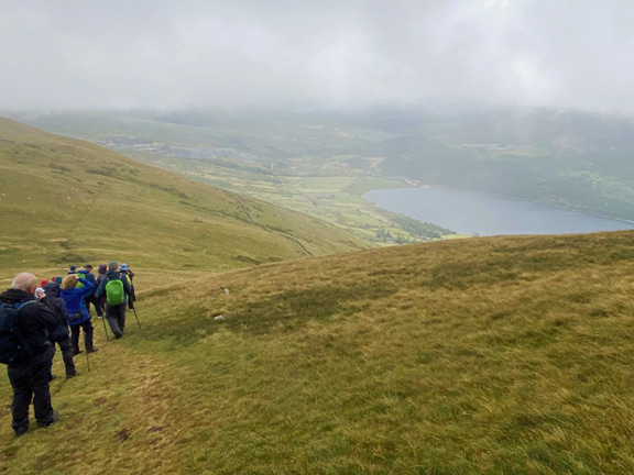 3. Moel Eilio - Foel Goch
26/7/26. Our first views as the mist clears a little. Llyn Cwellyn can be seen down to our right. Photo: Debbie Lucas.
Keywords: July26 Sunday Gareth Hughes