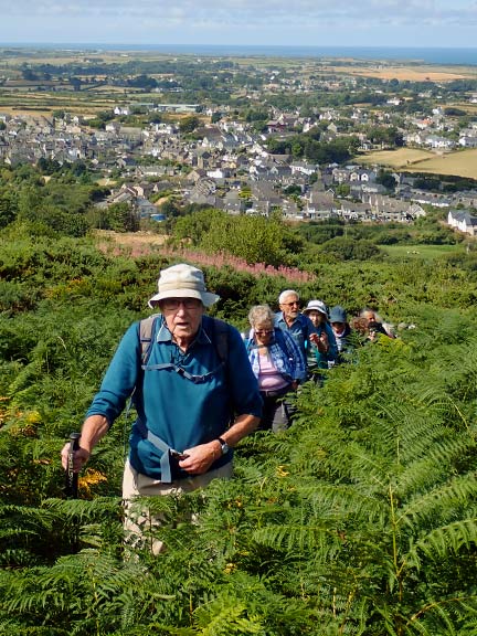 2. Nefyn - Pistyll
30/07/26. On our way up the bracken infested slopes to the base of Gwylwyr.
Keywords: Jul26 Thursday Gwynfor Jones