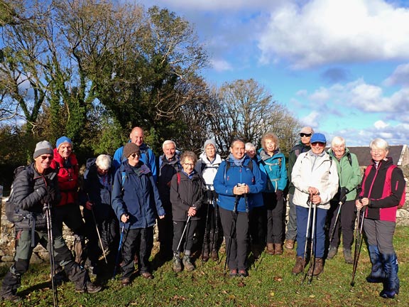 1. Pistyll - Moel Gwynus - Moel Ty-gwyn.
22/10/26. In front of St Beuno's Church Pistyll. A lovely day.
Keywords: Oct26 Thursday Margot Jones