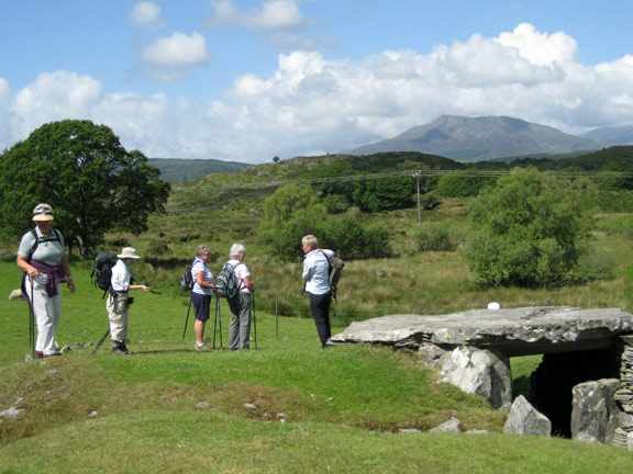 2.Capel Garmon
14/6/09. The Chambered Long Cairne, close to the start of the walk. Members taking a bit of time for reflection before jumping into the communal burial tomb. It dates from 1500BC.
Keywords: Jun09 Sunday Cleaton Williams