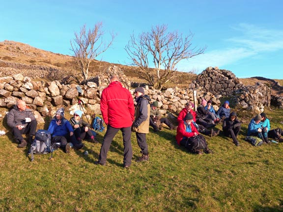 3. Llanaelhaearn - Pen-y-Gaer - Moel Bronmiod
28/12/25. A break for a panad at Tai Mynydd. Photo: Eryl Thomas.
Keywords: Dec25 Sunday Noel Davey
