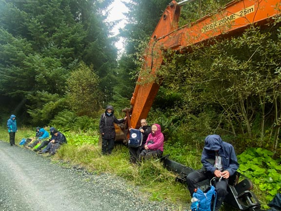 4. Penmachno
10/09/26. Lunch. Almost on the watershed. Not as quiet as one would have hoped in that there was quite a bit of forestry traffic. some very large vehicles past us. Photo: Nia Parry.
Keywords: Sep26 Thursday Nia Parry