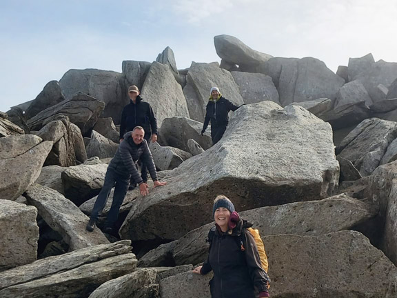 5. The Glyders Red Dot Route
4/10/26. Glyder Fach a slightly more disorganised peak. The club doesn't normally bother clambering up the rocky summit. but this group is keen. Photo: Selena Thomas.
Keywords: Oct26 Sunday Selina Thomas