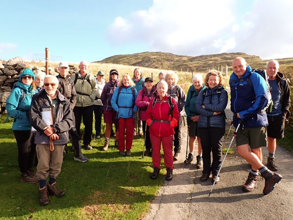 1. Moel Ysgyfarnogod - Foel Penolau - Bryn Cader Faner
20/9/26. The walk group photograph taken in the car park at the end of the tarmac from Eisingrug, just before starting the walk. Lovely weather is in store for us.
Keywords: Sep26 Sunday Noel Davey